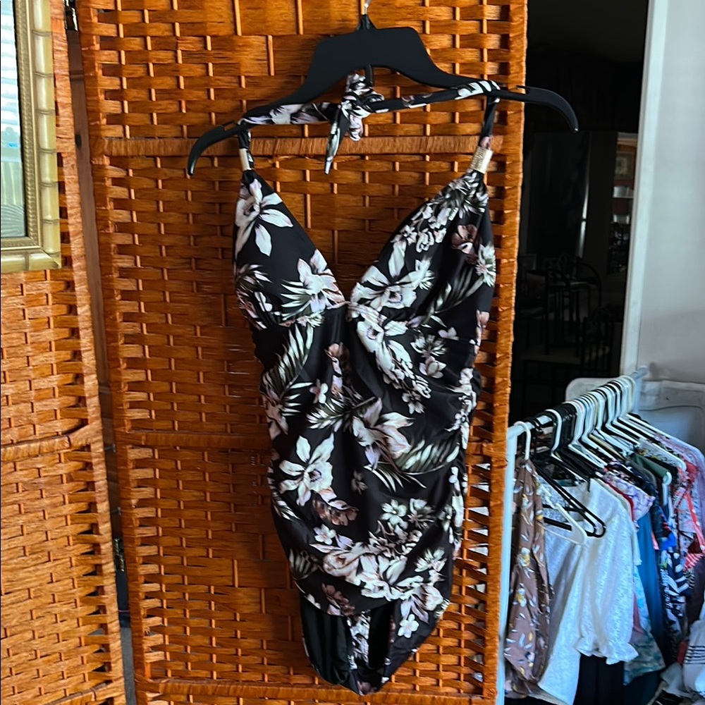 Floral Black One-Piece Swimsuit